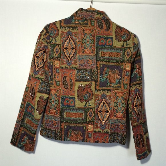 Joseph Ribkoff Trends Womens Beaded Tapestry Jacket Medium Multicolor Full Zip - Picture 2 of 12